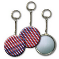 2" Round Metallic Key Chain w/ 3D Lenticular Animated Stars and Stripes (Blank)